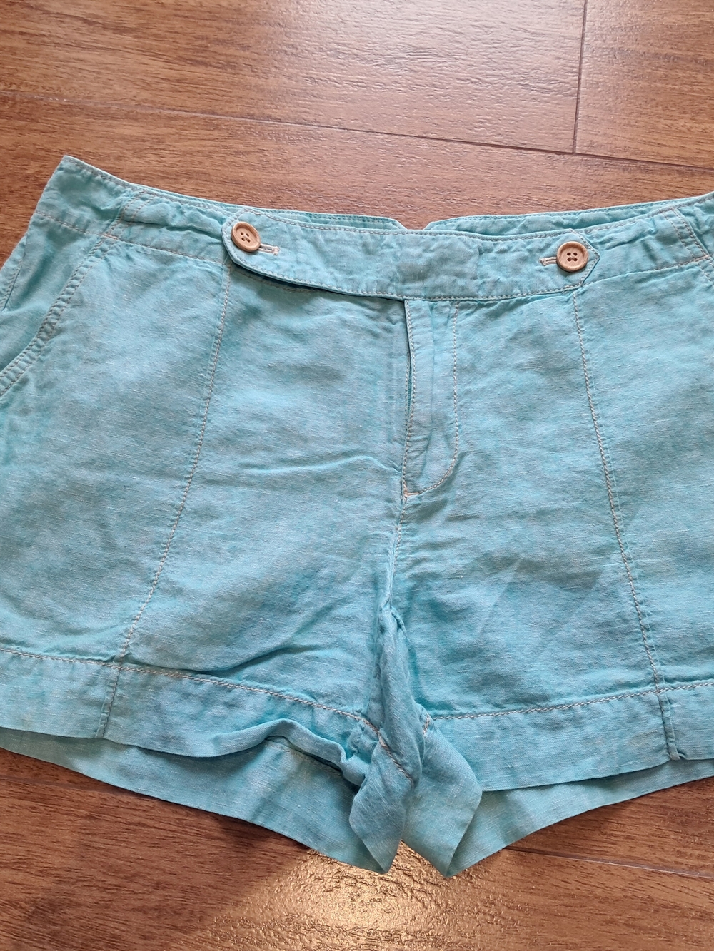 Ann Taylor Loft - Aqua Linen-Blend Shorts